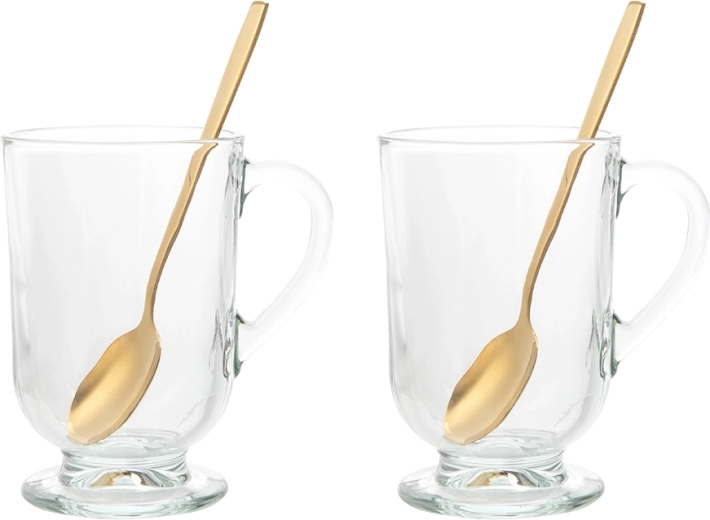 Komplet steklenih kozarcev na peclju Werona 310 ml z žličkami, 2 kos