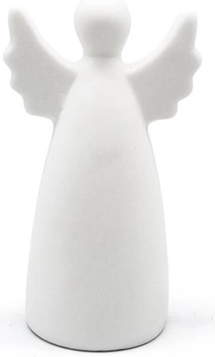 Svetleči keramični angel z LED, bel, vključno z baterijami