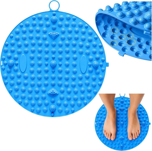 Round acupressure foot massage mat with bumps, blue, 33 cm - 1 piece