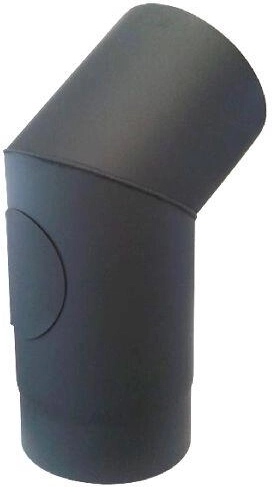 Dimniški koleno s čistilno odprtino 120 mm, 45°, jeklo 1,5 mm, črno