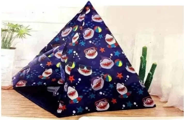 Otroški tipi šotor z motivom morskih psov 150 × 150 × 125 cm