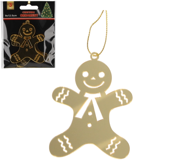 Set zlatih božičnih okraskov medenjak (3 kosi)