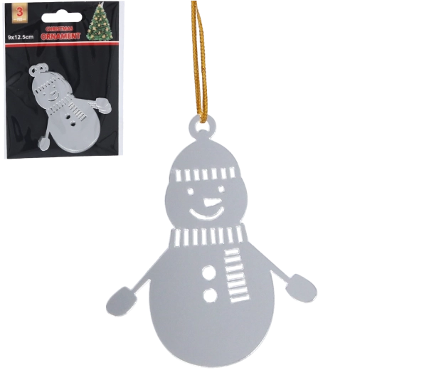 Komplet srebrnih božičnih okraskov snežakov, 3 kosi