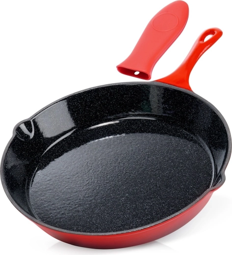 litoželezna emajlirana ponev s silikonskim ovitkom 30 cm