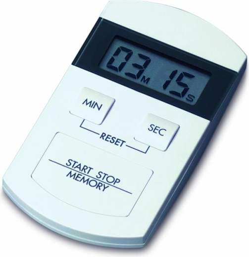 Digitalni časovnik in štoparica s pomnilnikom TFA, belo-siva