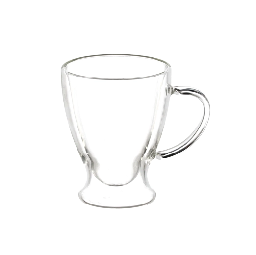 Set 2 dvostenskih kozarcev za latte z ročajem 300 ml