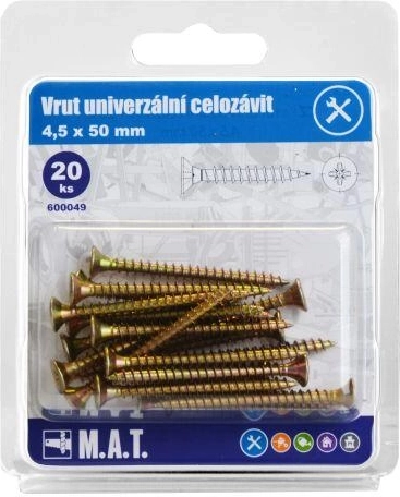 Universal full-thread screws 4.5 × 50 mm, galvanized, 20 pcs