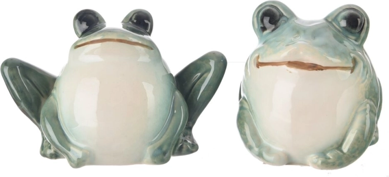 Porcelanasta dekoracija žaba zeleno-bela 12 cm