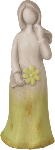 Keramični angelček s šopkom sivo-zelen 24 cm