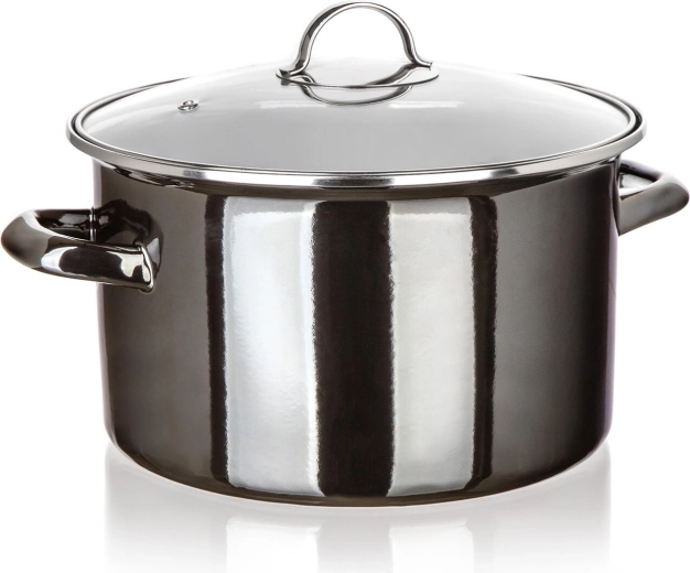 Emajliran lonec s steklenim pokrovom 26 cm, 6 l Metallic Black