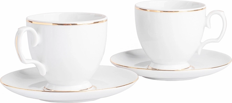 MARIAPAULA Classic Gold Line Coffee Cup and Saucer Set