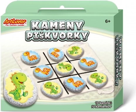Dinosaur tic-tac-toe creative set with natural stones and stickers