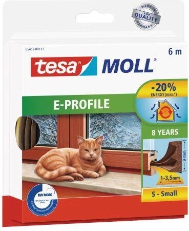 Tesnilo za okna in vrata E 9×4 mm, rjavo, 6 m