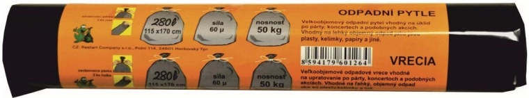 Močne črne vreče za odpadke 280 l, 115 × 170 cm, 3 kosi