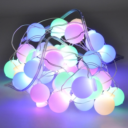 Solight LED Christmas string lights with colored balls, 40 LEDs, 4 m, battery-powered