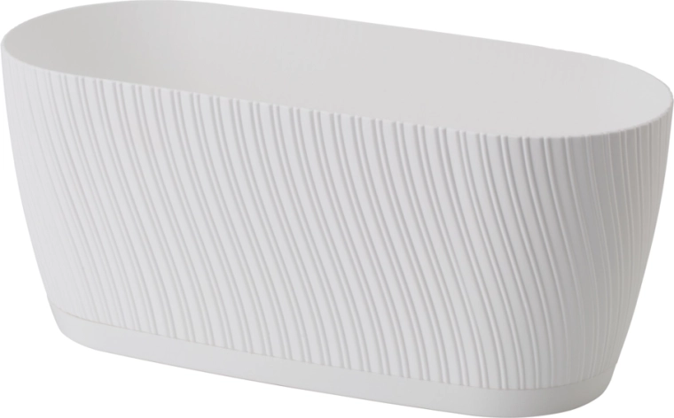 Cvetlični korito MIKA 27 cm ECO Recycled s podstavkom – belo