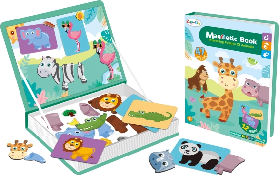 Magnetna knjiga s safari živalmi, 47 delov