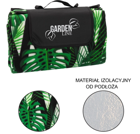 Piknik odeja 200 × 200 cm z izolativnim spodnjim slojem Monstera