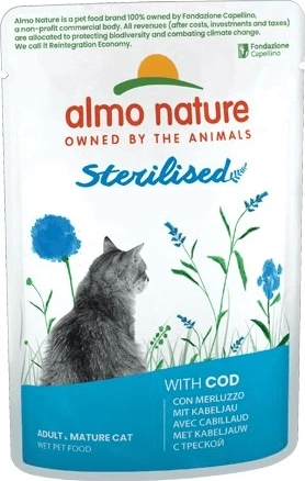 Almo Nature Holistic Sterilized Cat vrečka za sterilizirane mačke s trskimi koščki 70 g