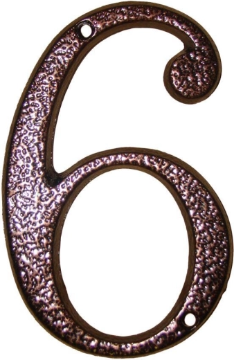 Hišna številka 6, rjava, cink