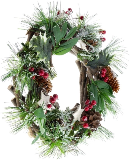 Christmas wreath made of evergreen branches with 20 LEDs Retlux