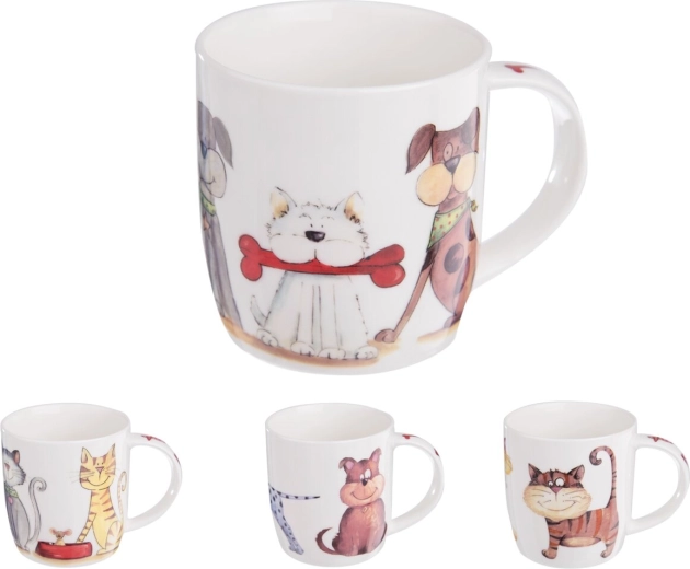Porcelanasta skodelica z motivom psov in mačk 0,4 l (mix)