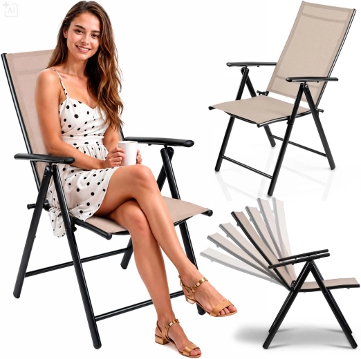 Sofotel folding garden chairs beige, set of 2 pcs