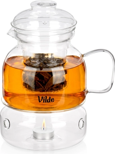 Steklena čajnika s filtrom in grelcem 1,5 l Vilde