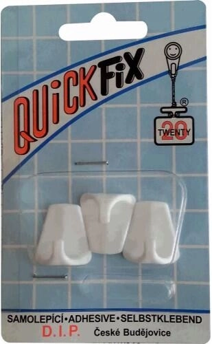 Samolepilni plastični kljukici bele barve (3 kos)