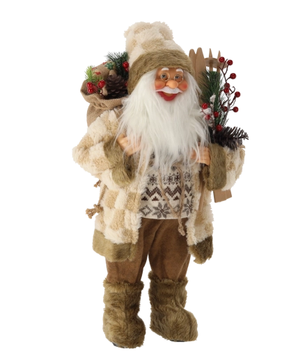 Standing Christmas Santa figure with skis 60 cm - 1 piece