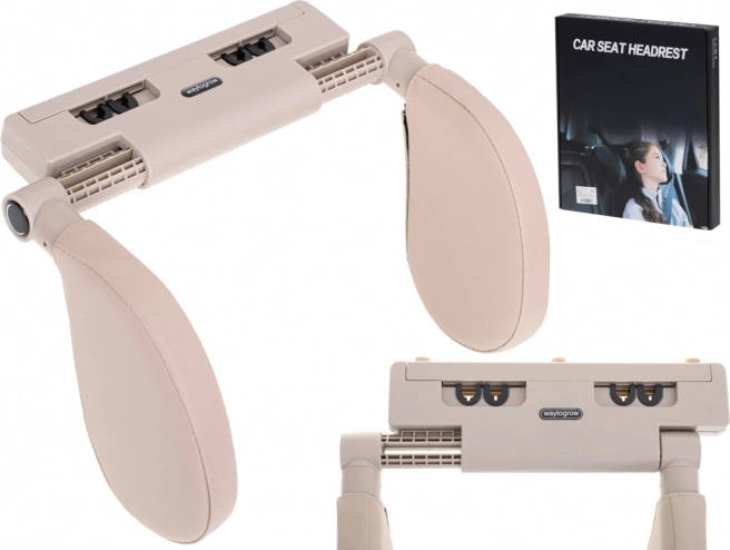 Avtosedežni potovalni oporni vzglavnik za glavo in vrat, nastavljiv – Bež
