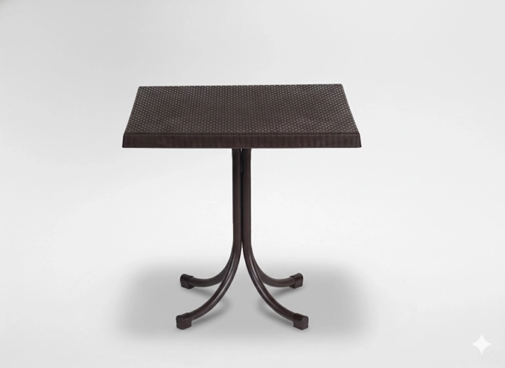 Vrtna miza iz ratana na eni nogi 80 × 80 × 73 cm, rjava