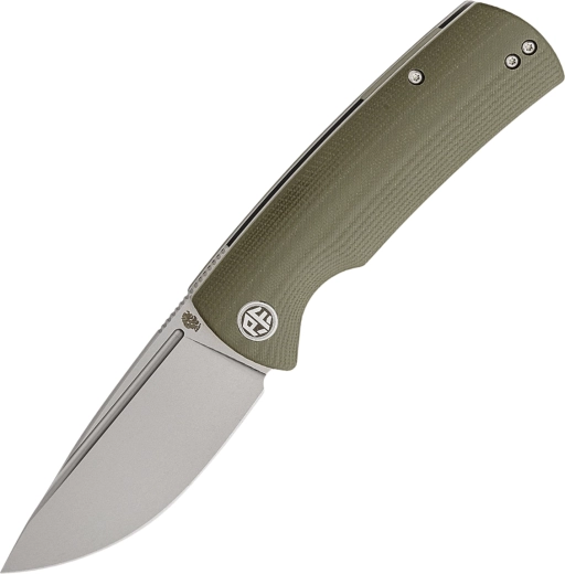 Petrified Fish Beluga Folding Knife, green G10, K110 Drop Point