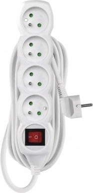 Emos podaljševalni kabel s stikalom, 4 vtičnice, 5 m, bel