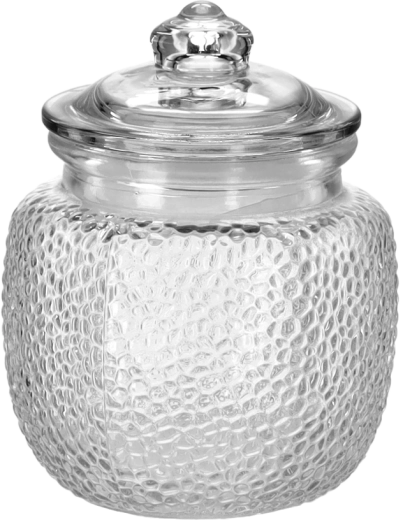 Steklen kozarec 700 ml, okrogel, s steklenim pokrovom