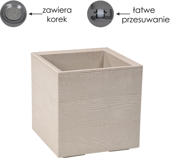 Cvetlični lonec Karo 30 × 30 cm Coffee Latte na kolescih