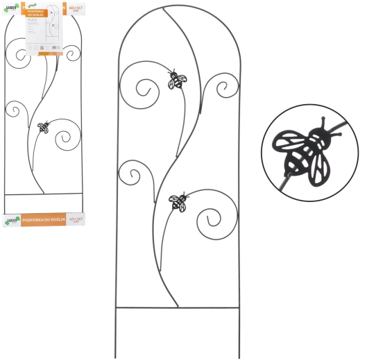 Kovinska vrtna rešetka za vzpenjavke 60 × 167 cm, črna