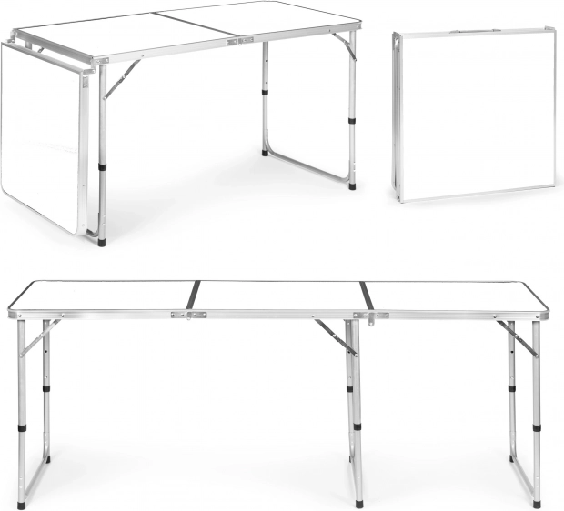 MultiGarden zložljiva kamping miza 180 × 60 cm, bela