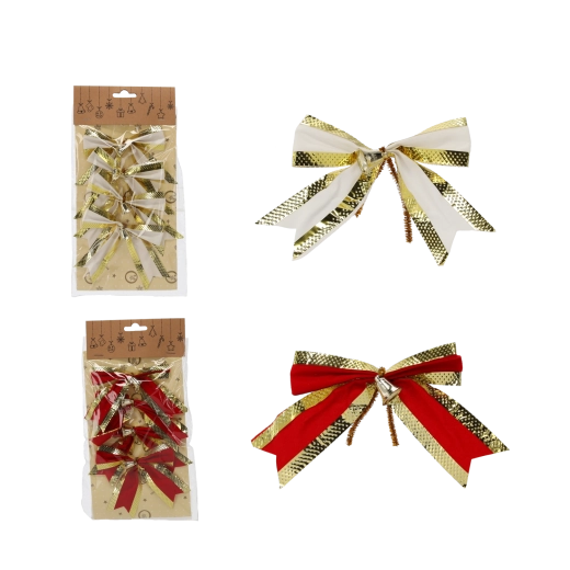 Set božičnih pentelj 10 cm rdeče‑zlate (4 kosi)