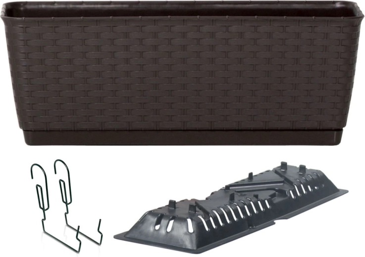 Viseči ratanasti koritnik s kavlji RATOLLA PW 40 cm – umbra