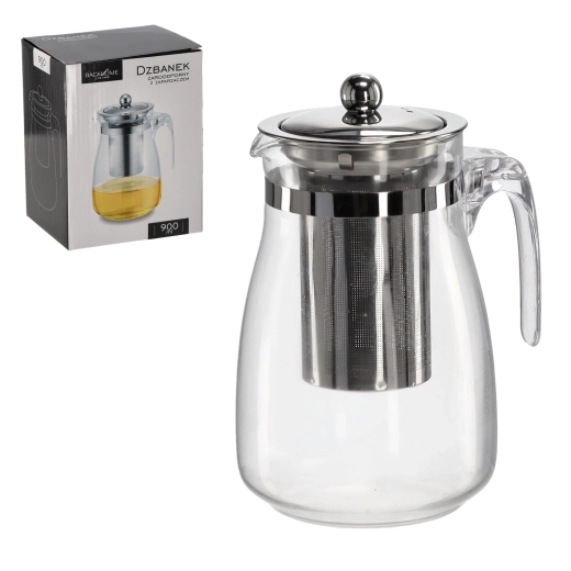 Ognjevarni stekleni vrč z nerjavečim sitkom 900 ml
