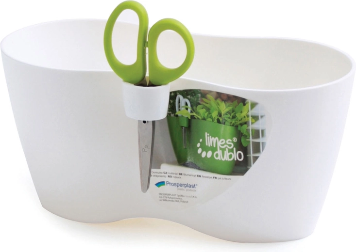 Cvetlični lonček s škarjami LIMES DUBLO 25 cm – bel