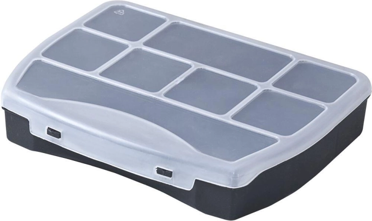 Organizator DOMINO 190 × 155 × 37 mm, črn/prozoren