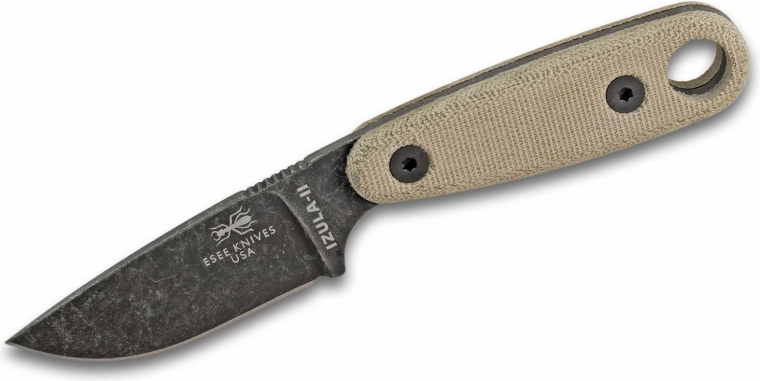 ESEE Izula II črn fiksni nož z micarta ročajem in futrolo