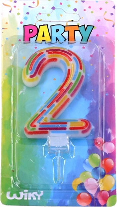 Zabavna rojstnodnevna svečka številka 2 s črtami