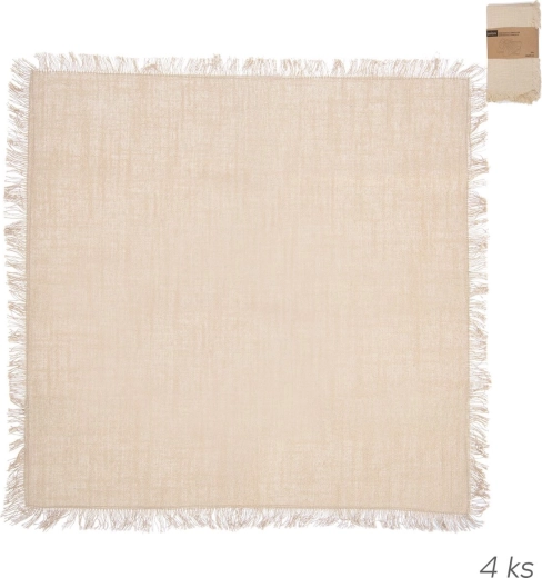 Bombažni prtički bež 45 × 45 cm, komplet 4 kosov
