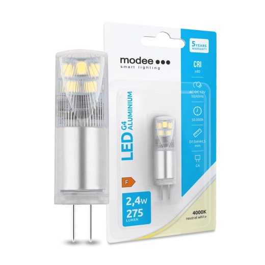 LED žarnica G4 aluminijasta 12 V 2,4 W 4000 K 275 lm MODEE