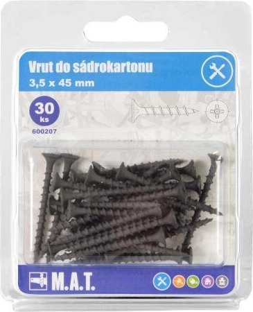 Drywall screw 3.5 × 45 mm, coarse thread, phosphated (30 pcs)