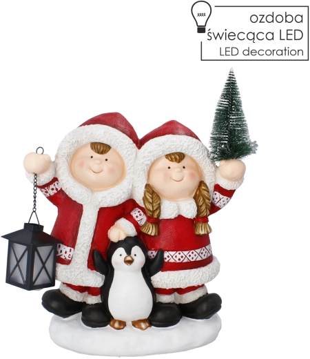 Božična dekorativna figurica otrok z lanterno z LED osvetlitvijo - 1 kos