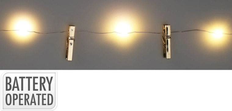 Božične LED lučke s klipi 0,9 m, toplo bela (set 10)